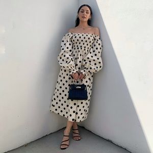 Polka dot smock dress